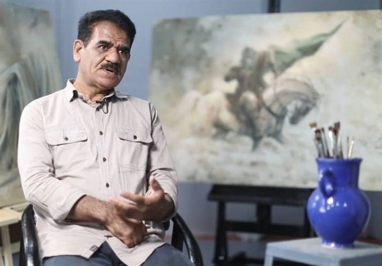 بحرینی: نقاشیهایم روضه تصویری است و نسل امروز به چنین روضههایی نیاز دارد + فیلم
