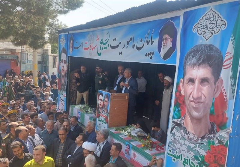 تشییع پیکر شهدای مدافع امنیت “یاسر شجاعیان” و “پوریا خوشنام” در ممسنی