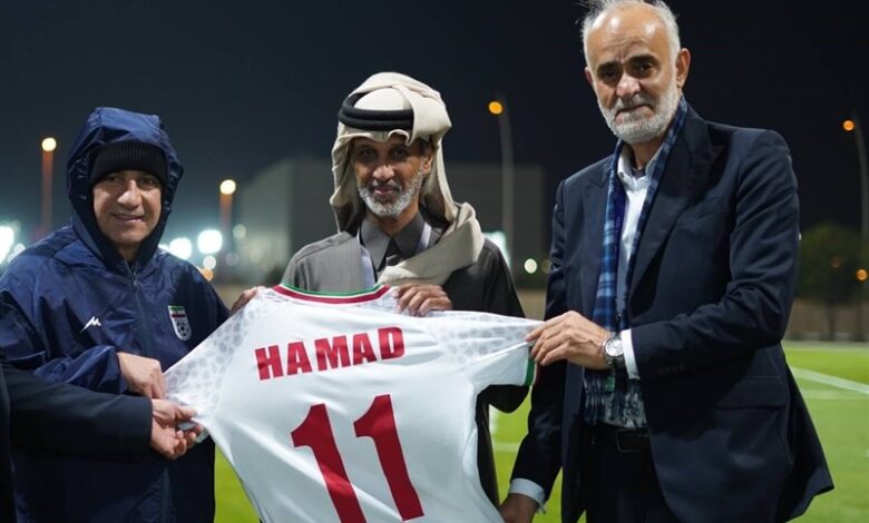 حضور وزیر ورزش و جوانان قطر در تمرین تیم ملی فوتبال