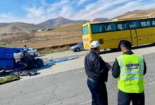 تصادف مرگبار اتوبوس با نیسان آبی با ۱۳ کشته و زخمی