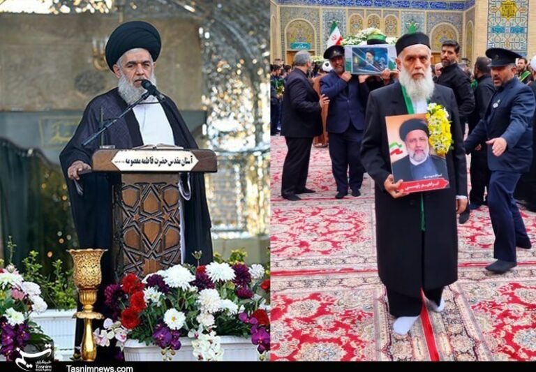 ماجرای لباس متفاوت حجت الاسلام مومنی در تشییع “شهید رئیسی”