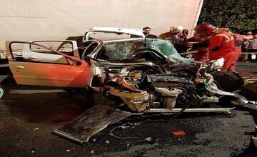 تصادف مرگبار خودرو سواری با کامیونت در بزرگراه شهید یاسینی