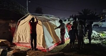 اقدام هلال احمر کرمان برای اسکان اضطراری ۱۵۸ خانواده سیل زده در جنوب استان