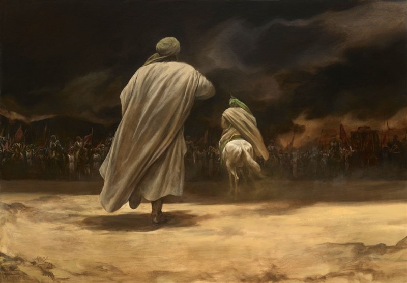 نقاشی جدید از وداع اباعبدالله (ع) با حضرت علی اکبر (ع) + عکس