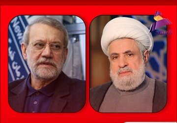 قدردانی دبیرکل حزب الله لبنان از ایران در دیدار با لاریجانی