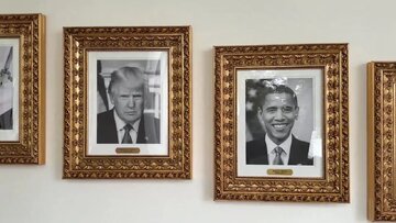 خصومت ترامپ با بایدن تمامی ندارد، تصویر دستگاه امضای خودکار به جای پرتره رئیس جمهور سابق